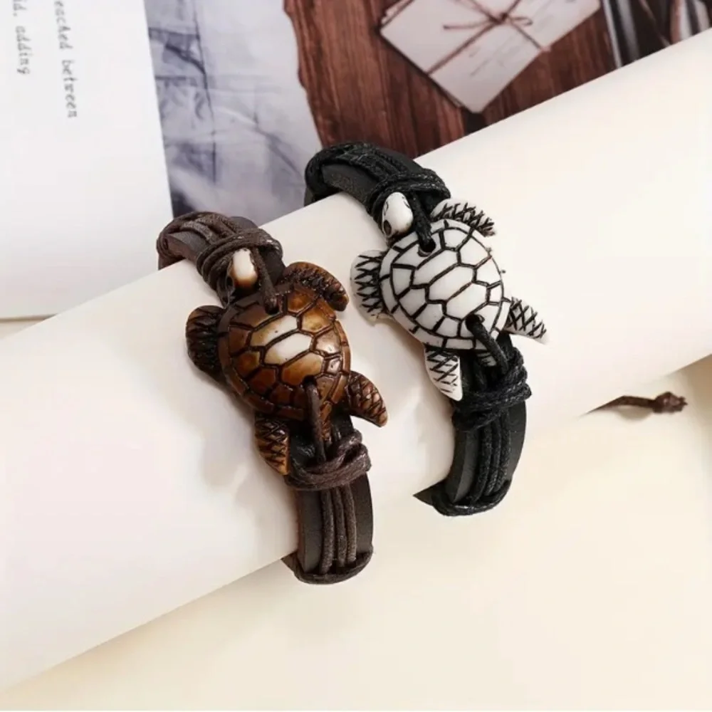 Synethic Leather Turtle or Owl Adjustable Bracelet - Picture 1 of 7
